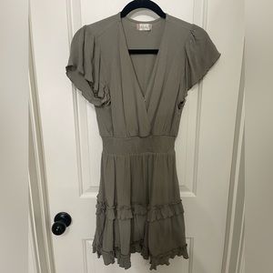 ALTAR’D STATE olive green ruffle dress | good for church |